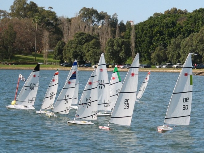 The gun is fired for the B fleet in one of the thirty-four races sailed - 2009 RC Laser Australian National Championship © Cliff Bromiley www.radiosail.com.au http://www.radiosail.com.au